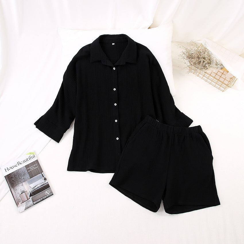 Women's Cotton Shirt and Shorts Two-Piece