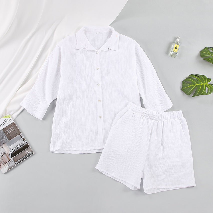 Women's Cotton Shirt and Shorts Two-Piece