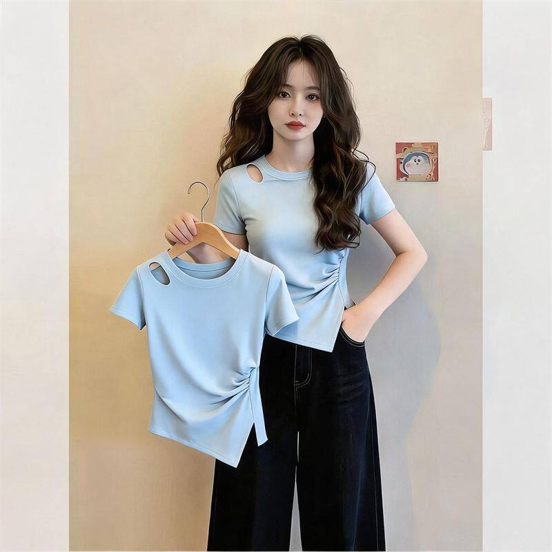 Women's Cotton Short Sleeve Slit T-Shirt