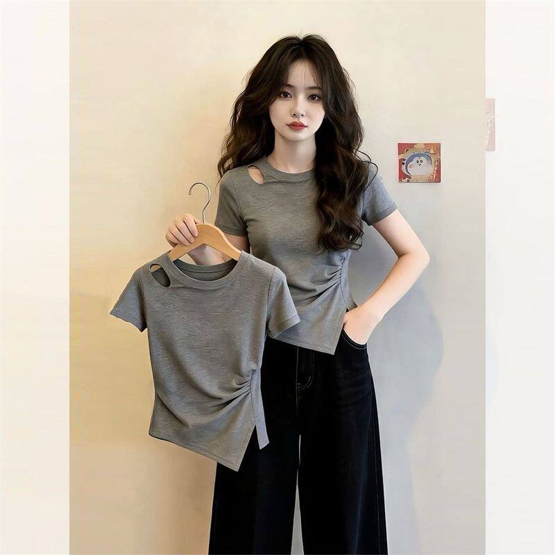 Women's Cotton Short Sleeve Slit T-Shirt