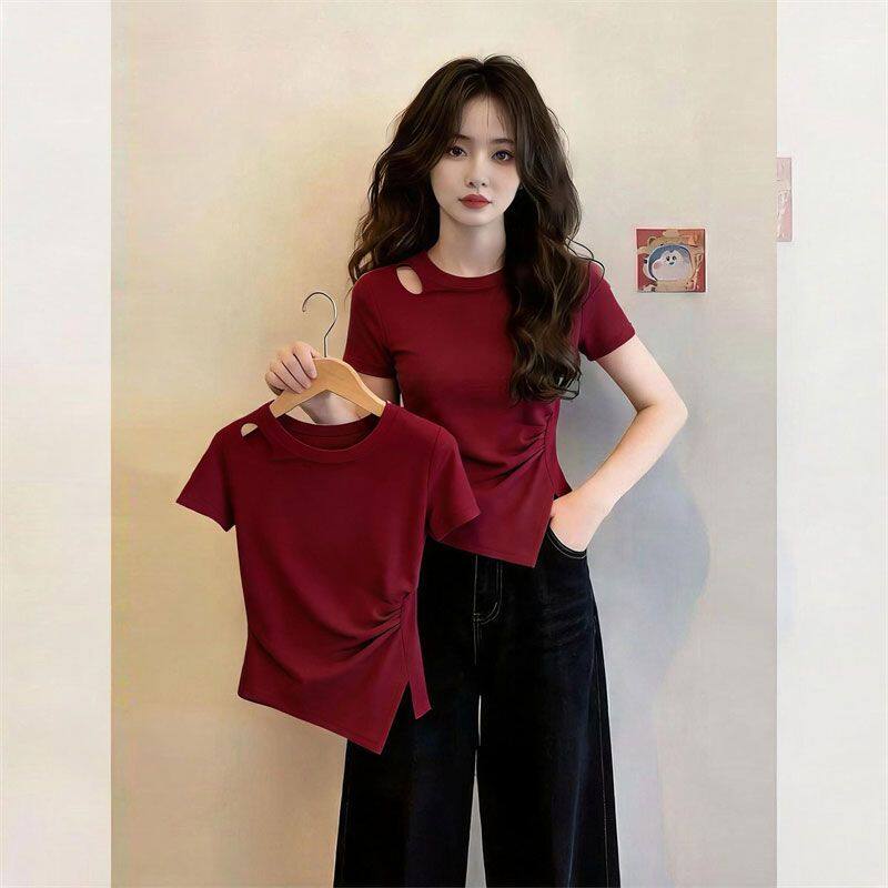 Women's Cotton Short Sleeve Slit T-Shirt