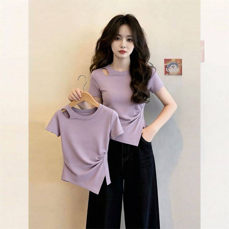Women's Cotton Short Sleeve Slit T-Shirt