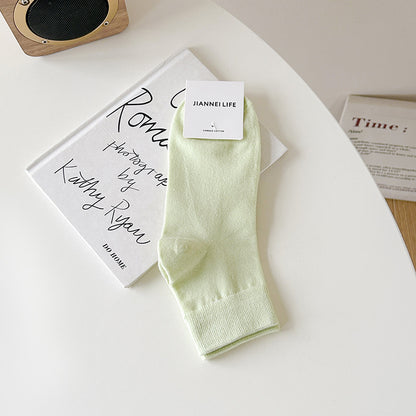 Women's Cotton Solid Color Medium Tube Casual Socks