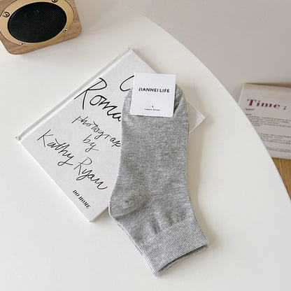 Women's Cotton Solid Color Medium Tube Casual Socks
