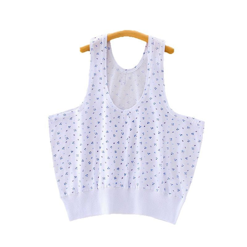 Women's Cotton Summer Vest - Lightweight Casual Round Neck Printed Sleeveless Top