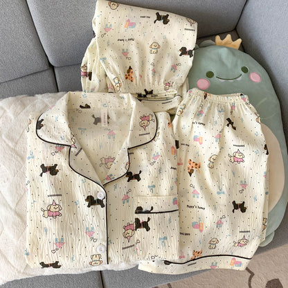 Women's Cotton Three-Piece Pajama Set