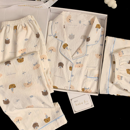 Women's Cotton Three-Piece Pajama Set