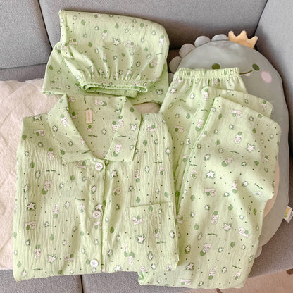 Women's Cotton Three-Piece Pajama Set
