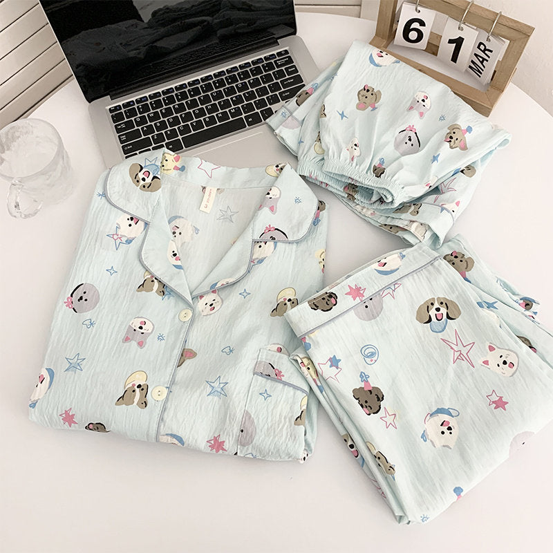 Women's Cotton Three-Piece Pajama Set