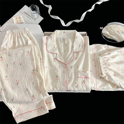 Women's Cotton Three-Piece Pajama Set