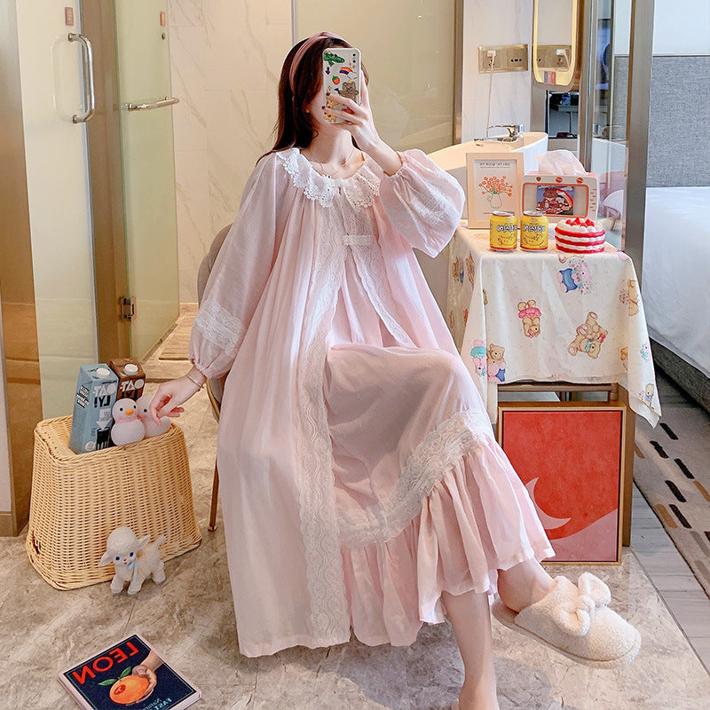 Women's Cotton Two-Piece Nightdress with Adjustable Straps