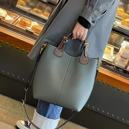 Women's Cowhide Bucket Tote Bag