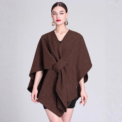 Women's Cross Front Woolen Cloak