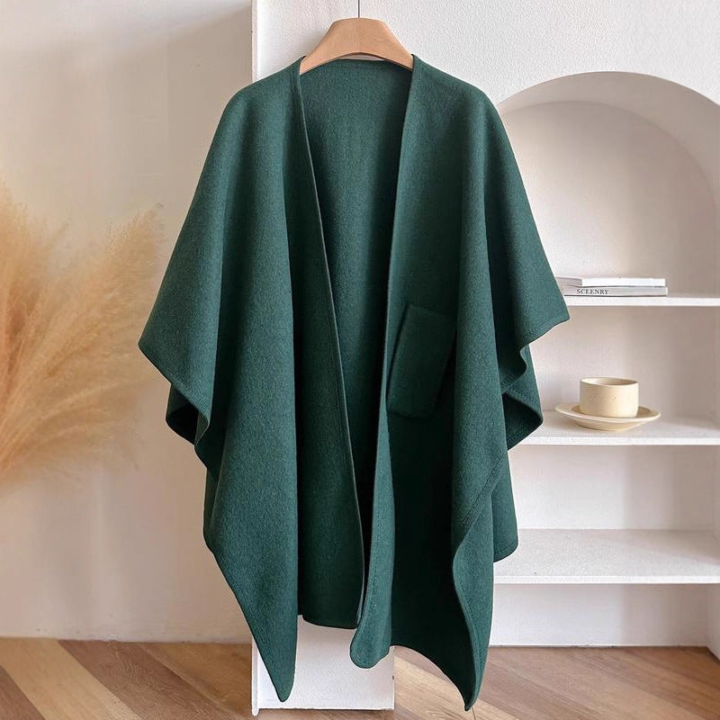 Women's Cross Front Woolen Cloak