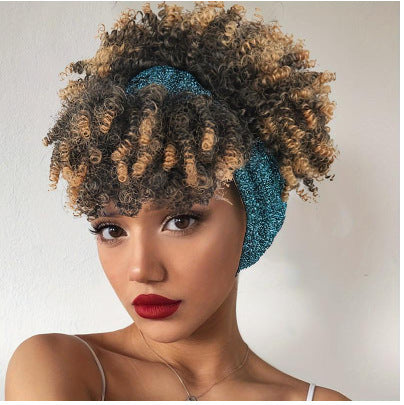 Women's Curly Headband Wig with Bangs