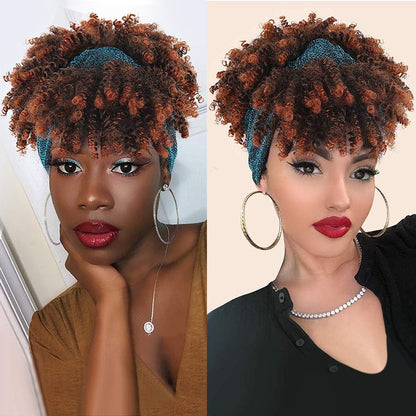 Women's Curly Headband Wig with Bangs