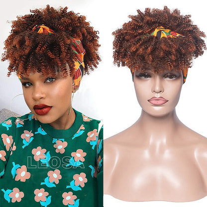 Women's Curly Headband Wig with Bangs