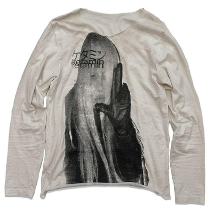 Women's Dark Portrait Print Long Sleeve Hooded Top