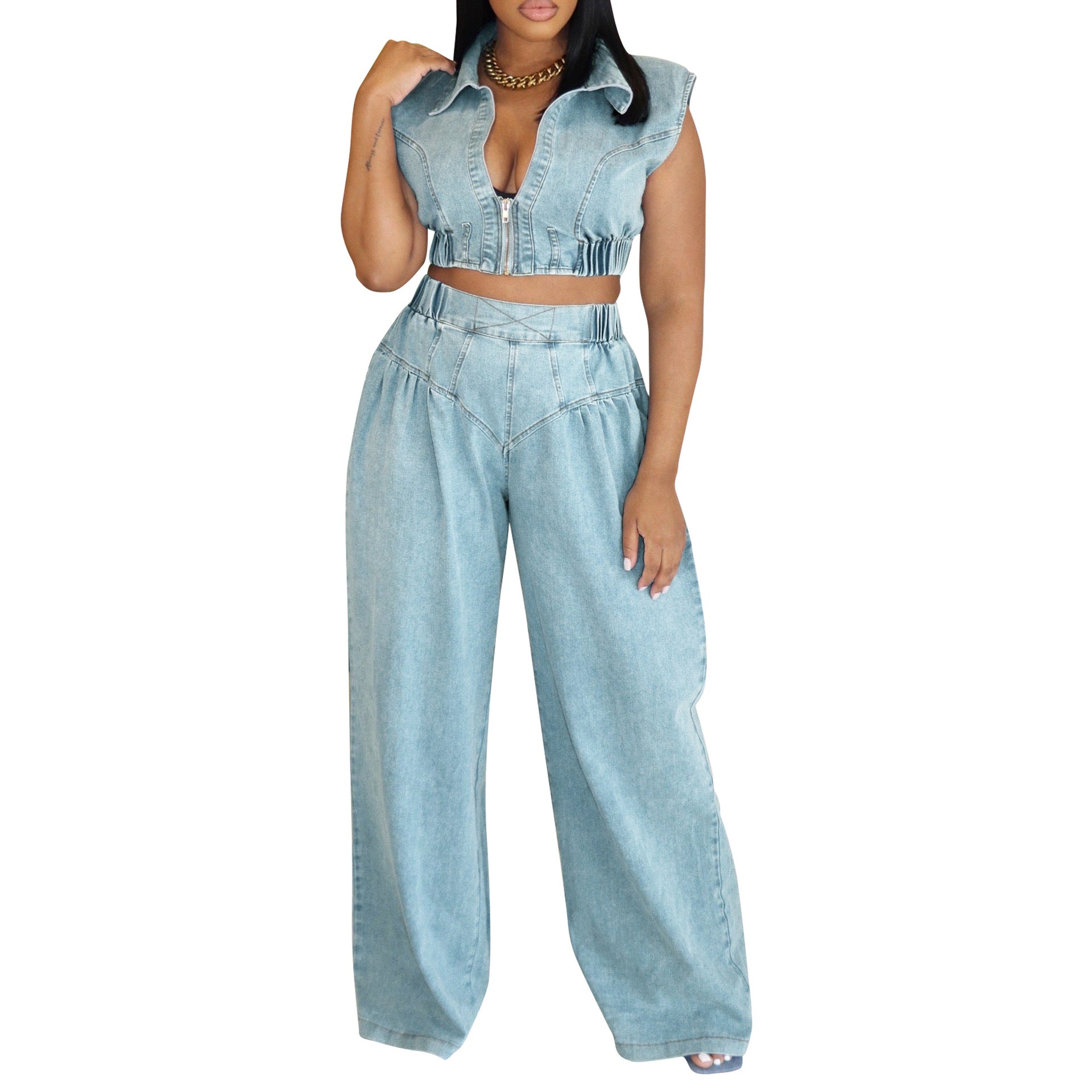 Women's denim pants set