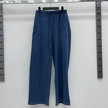 Women's Denim Polo Collar Casual Set
