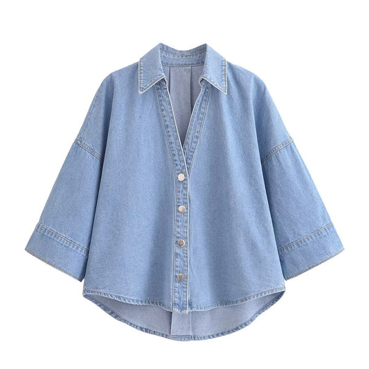 Women's Denim Shirt and Trousers Set
