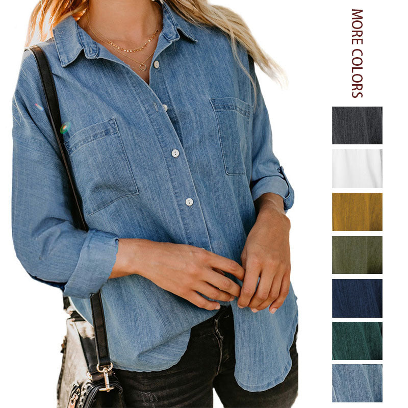 Women's Denim Shirt Long Sleeve Casual Jacket