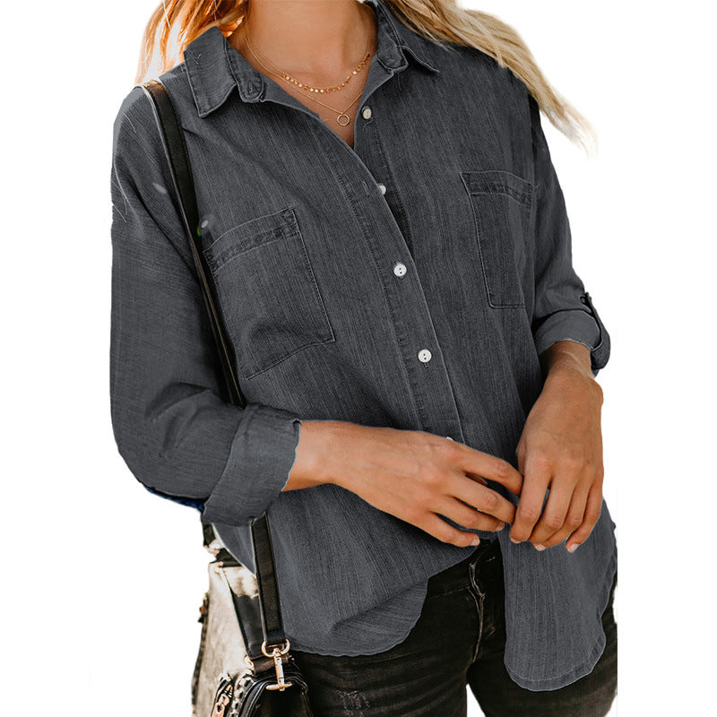 Women's Denim Shirt Long Sleeve Casual Jacket