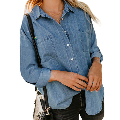 Women's Denim Shirt Long Sleeve Casual Jacket