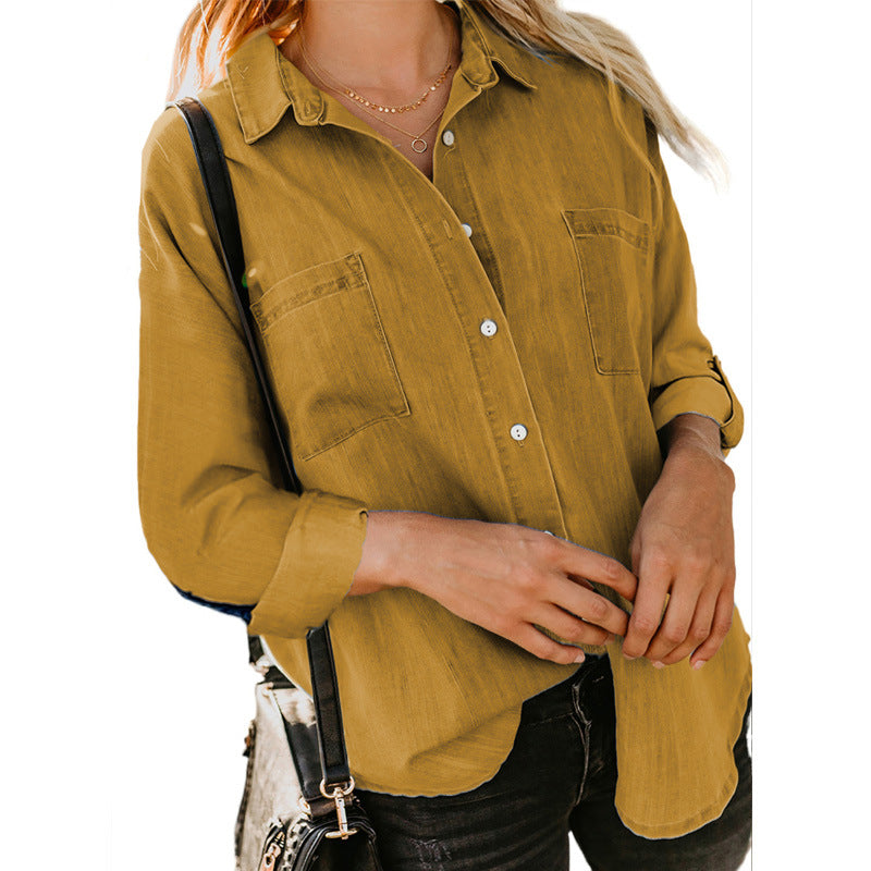 Women's Denim Shirt Long Sleeve Casual Jacket