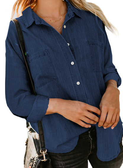 Women's Denim Shirt Long Sleeve Casual Jacket