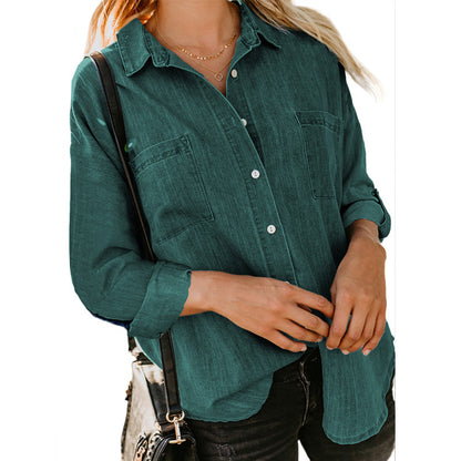 Women's Denim Shirt Long Sleeve Casual Jacket