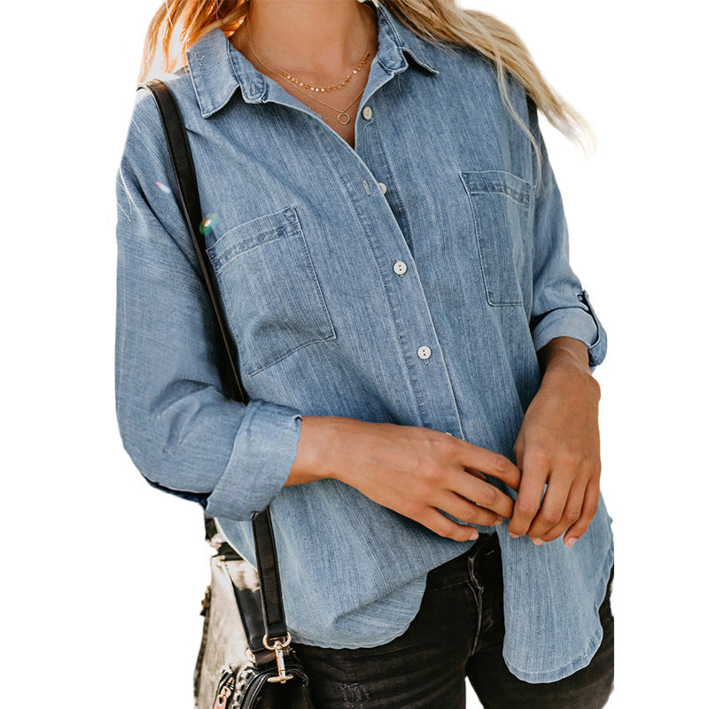 Women's Denim Shirt Long Sleeve Casual Jacket