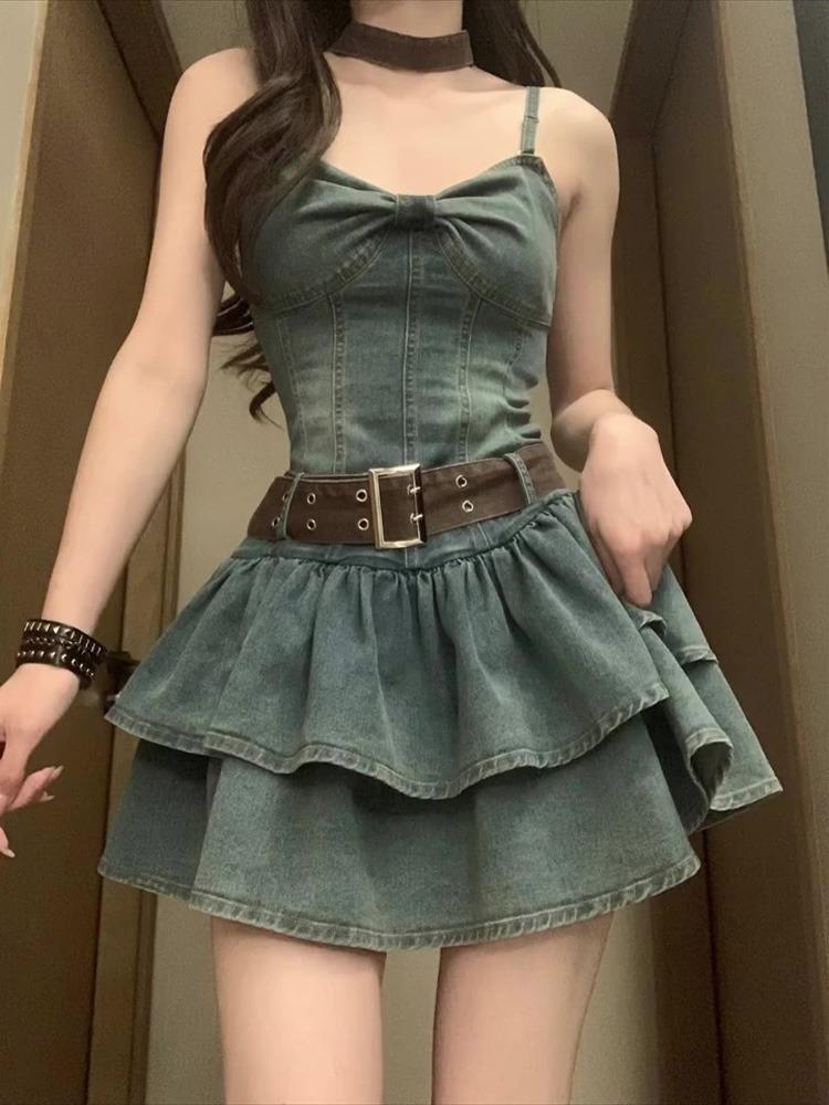 Women's Denim Strapless Puffy Dress