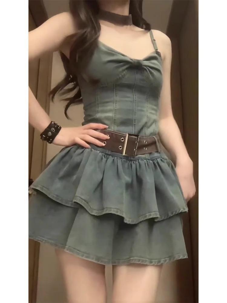 Women's Denim Strapless Puffy Dress