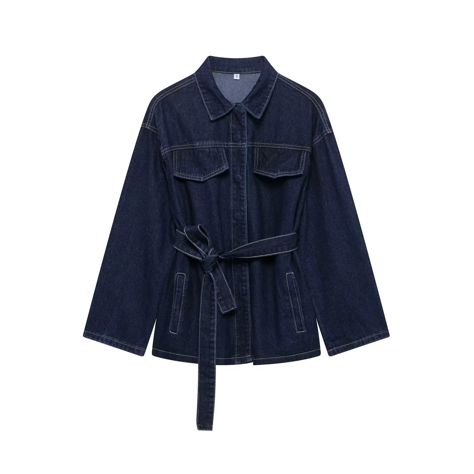 Women's Denim Suit with Waist Belt
