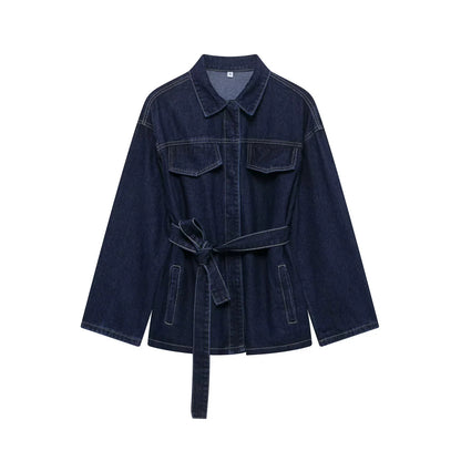 Women's Denim Suit with Waist Belt