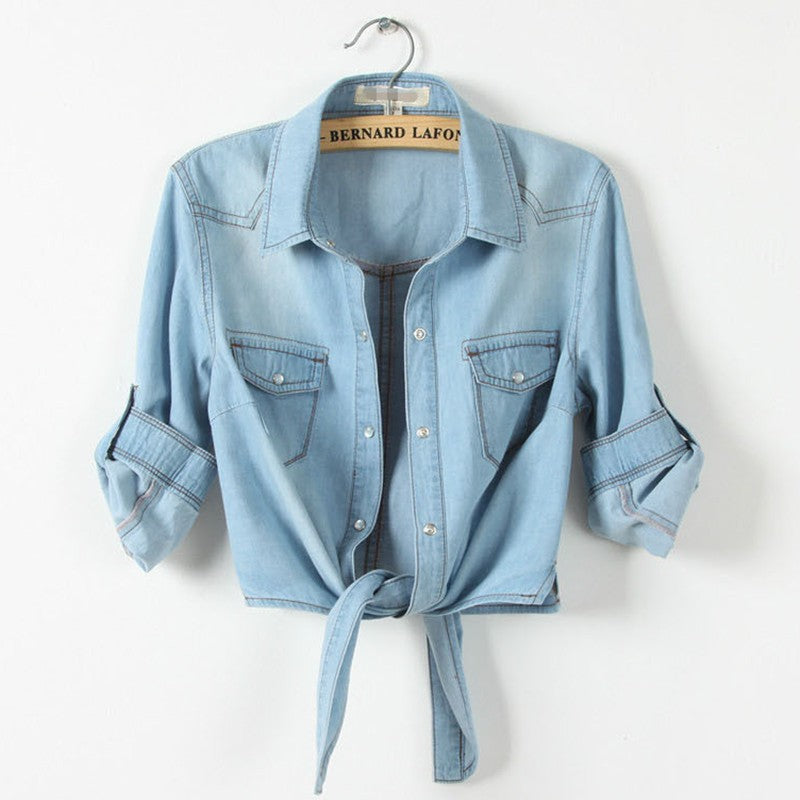 Women's Denim Tie-Knot Jacket