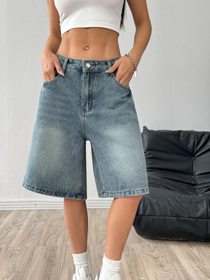 Women's Denim Wide-Leg Shorts