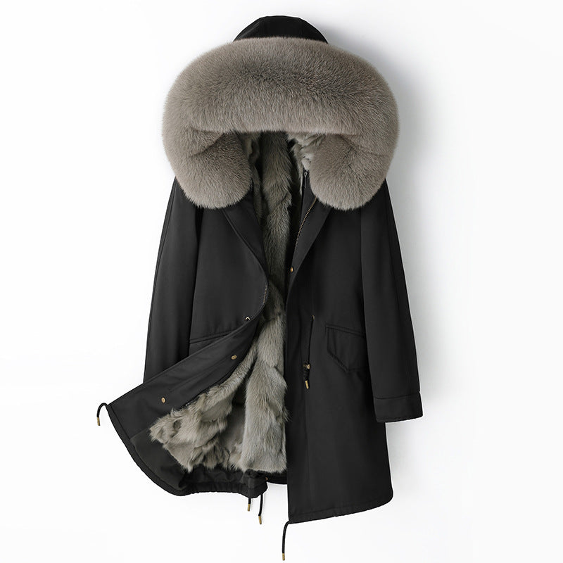 Women's Detachable Fox Fur Liner Parka Coat