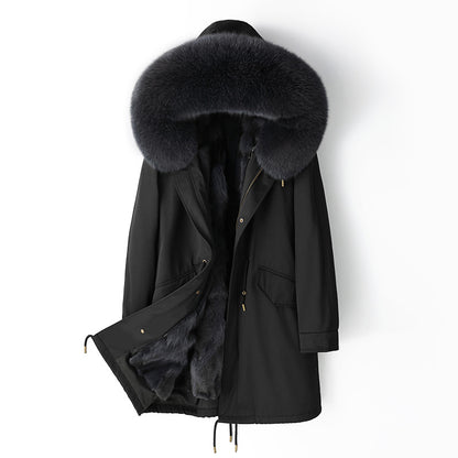 Women's Detachable Fox Fur Liner Parka Coat