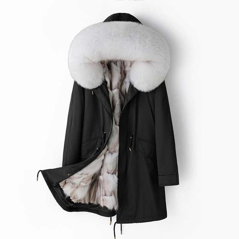 Women's Detachable Fox Fur Liner Parka Coat