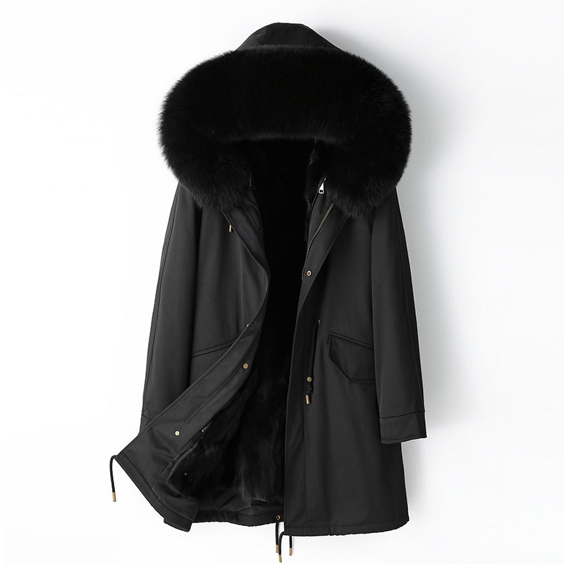 Women's Detachable Fox Fur Liner Parka Coat