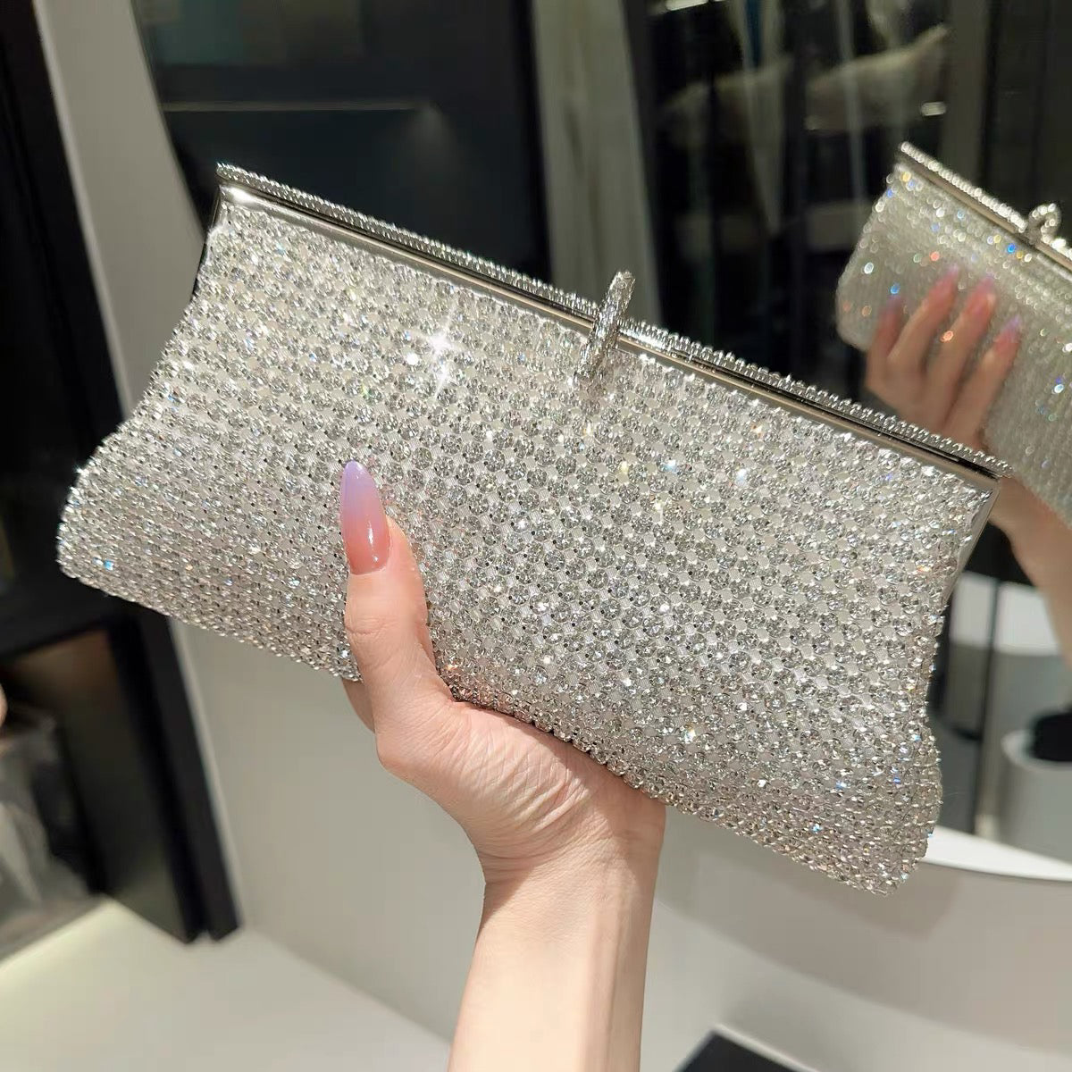 Women's Diamond-Encrusted Evening Clutch Bag