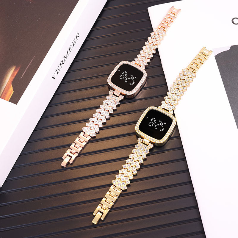 Women's Diamond LED Touch Watch Steel Band