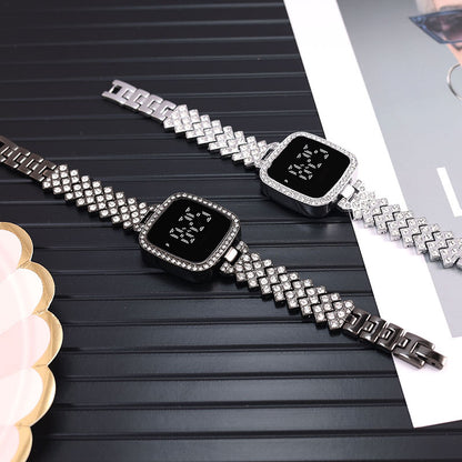 Women's Diamond LED Touch Watch Steel Band