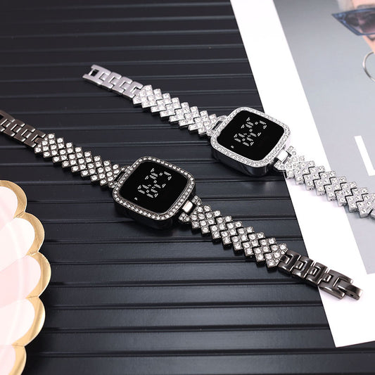 Women's Diamond LED Touch Watch Steel Band
