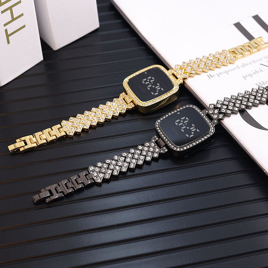 Women's Diamond LED Touch Watch Steel Band