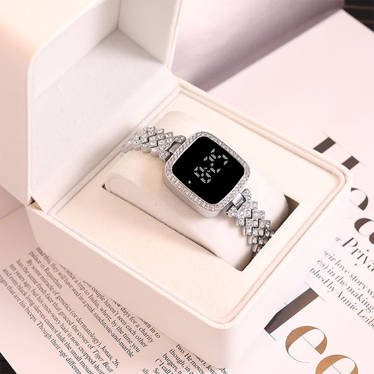 Women's Diamond LED Touch Watch Steel Band