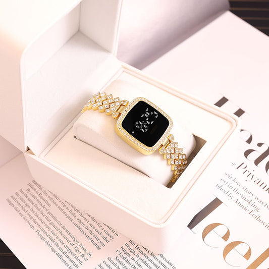 Women's Diamond LED Touch Watch Steel Band
