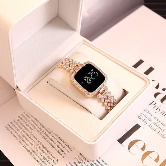 Women's Diamond LED Touch Watch Steel Band